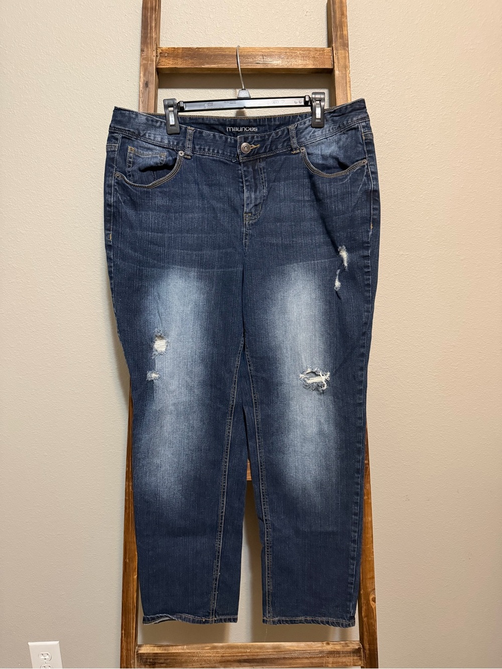 Maurices Women's Indigo Distressed Boyfriend Jeans